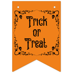 Halloween Pompoen Oranje en Zwart Trick or Treat Vlaggetjes