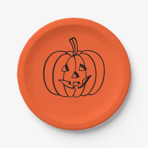 Halloween Pompoen Oranje Jack-o-Lantern Papieren Bordje