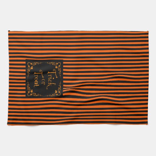 Halloween pompoen Oranje Trick or treat Theedoek (Horizontaal)