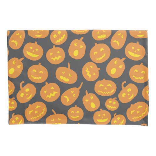 Halloween Pompoen Oranje Zwart Jack O'Lantern Kussensloop (Voorkant)
