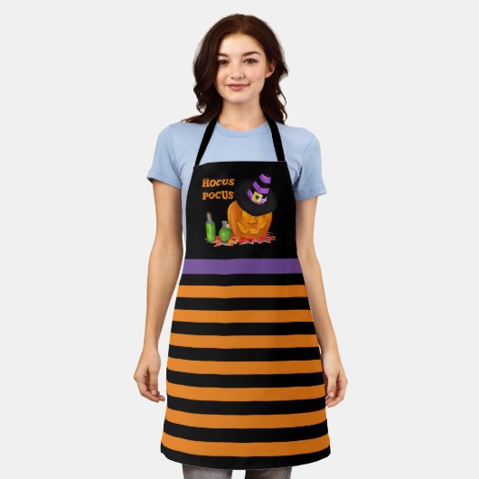 Halloween Pompoen Oranje Zwart Schort (Gedragen)