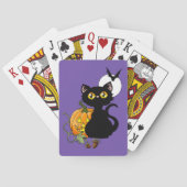 Halloween pompoen Paarse zwarte kat Pokerkaarten (Achterkant)
