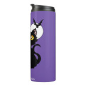 Halloween pompoen Paarse zwarte kat Thermosbeker (Geroteerd rechts)