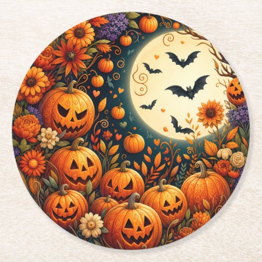 Halloween Pompoen Papier Onderzetter (Voorkant)