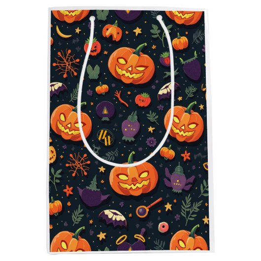 Halloween pompoen papieren zak medium cadeauzakje (Voorkant)