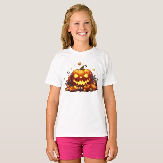 Halloween Pompoen Party Geel Magic T-shirt (Voorkant volledig)