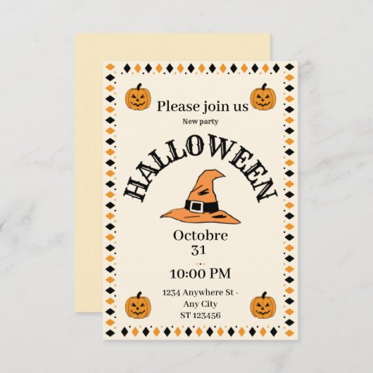Halloween pompoen party uitnodiging (Voorkant / Achterkant)