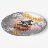 Halloween Pompoen Patch Papieren Bordje (Gekanteld)