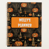 Halloween pompoen patroon donker planner (Voorkant)