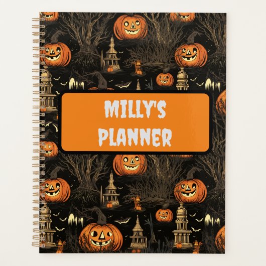 Halloween pompoen patroon donker planner (Voorkant)