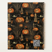 Halloween pompoen patroon donker planner (Achterkant)