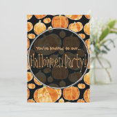 Halloween pompoen patroon dubbelzijdige uitnodigin kaart (Staand voorkant)