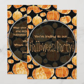 Halloween pompoen patroon dubbelzijdige uitnodigin kaart (Voorkant / Achterkant)
