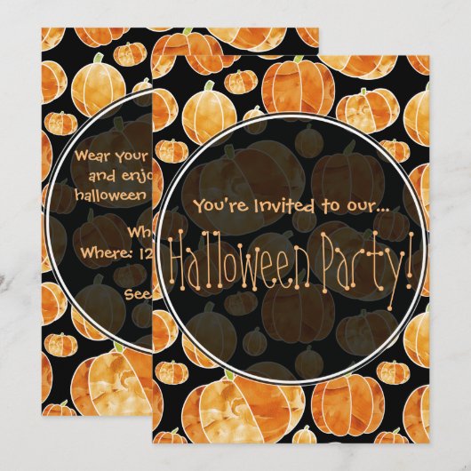 Halloween pompoen patroon dubbelzijdige uitnodigin kaart (Voorkant / Achterkant)