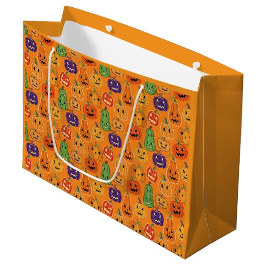 Halloween Pompoen Patroon Groot Cadeauzakje (Voorkant Gekanteld)