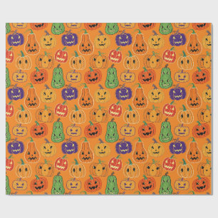 Halloween Pompoen Patroon Inpakpapier
