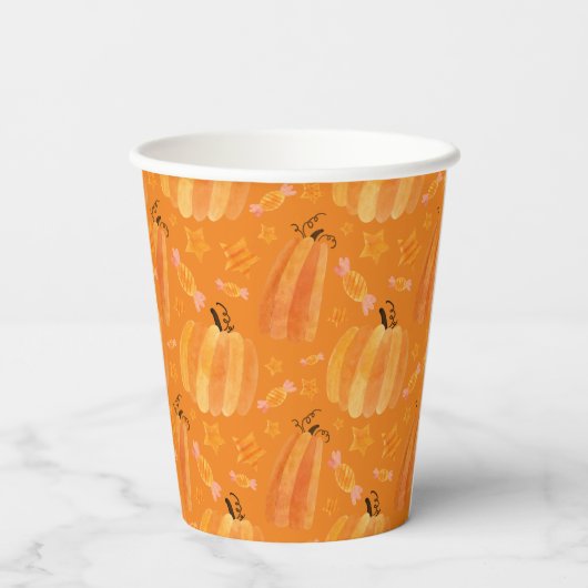 Halloween Pompoen Patroon Party Cup Papieren Bekers (Achterkant)