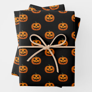 Halloween pompoen patroon zwart inpakpapier vel