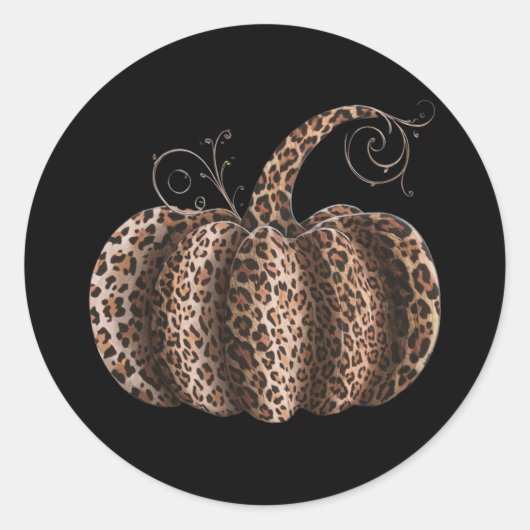 Halloween Pompoen Plaid Leopard Fall Thanksgiving Ronde Sticker (Voorkant)