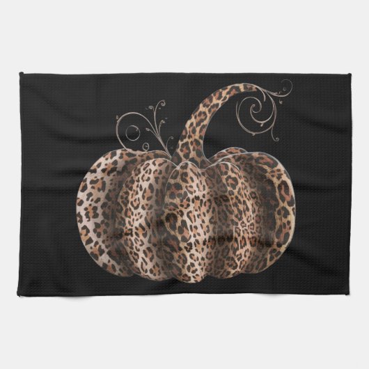 Halloween Pompoen Plaid Leopard Fall Thanksgiving Theedoek (Horizontaal)