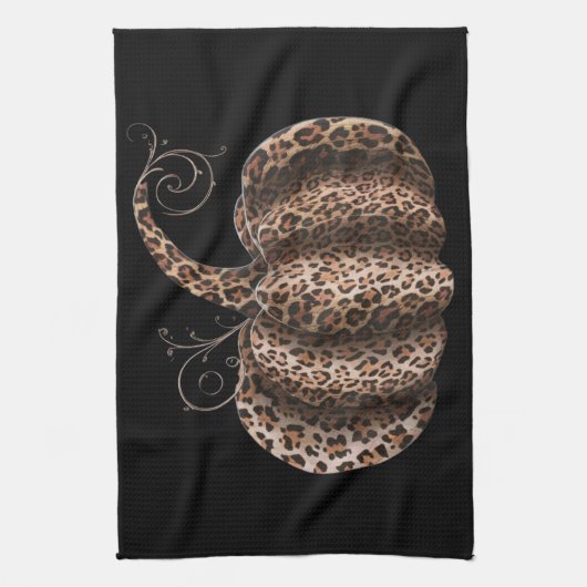 Halloween Pompoen Plaid Leopard Fall Thanksgiving Theedoek (Verticaal)