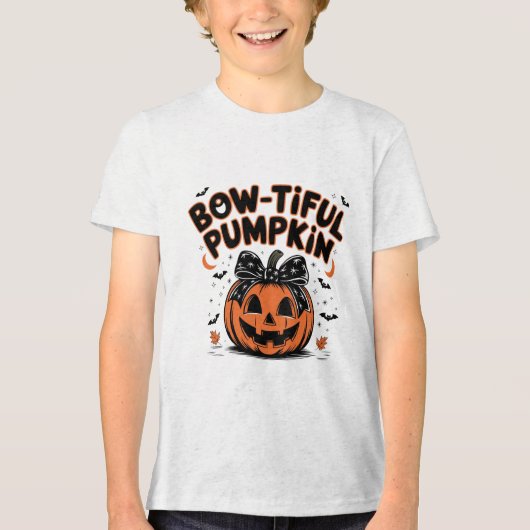 Halloween pompoen plezier Tri-Blend shirt (Voorkant)