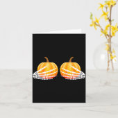 Halloween pompoen pompoen hand skelet kaart (Gele Bloem)