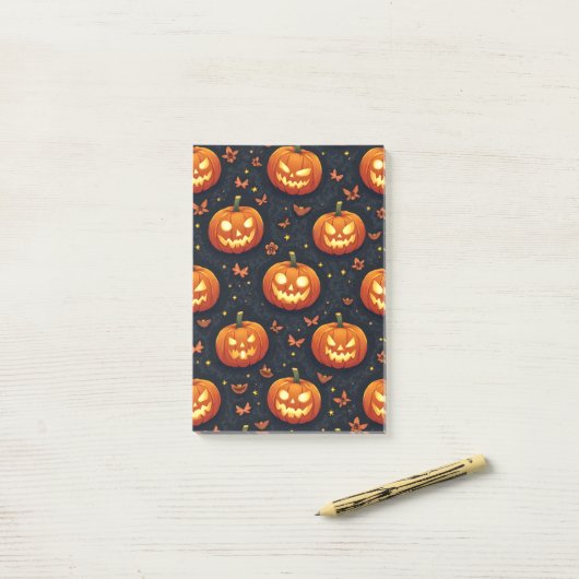 Halloween pompoen post-it® notes (Op bureau)