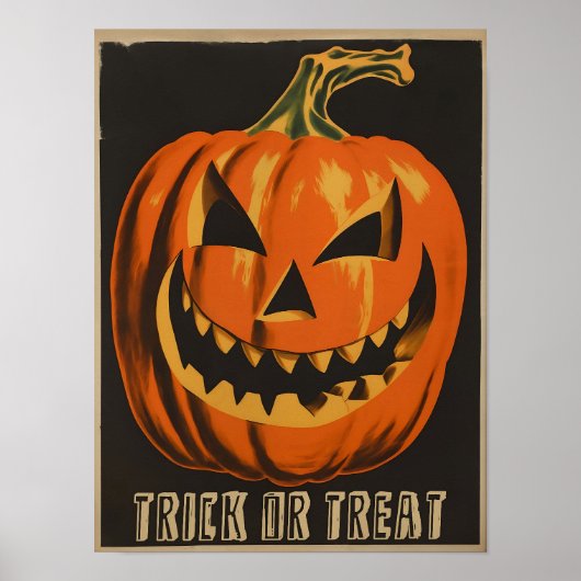 Halloween Pompoen Poster Retro Halloween Kunst Dow (Voorkant)