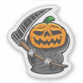 Halloween pompoen Reaper sticker (Voorkant)
