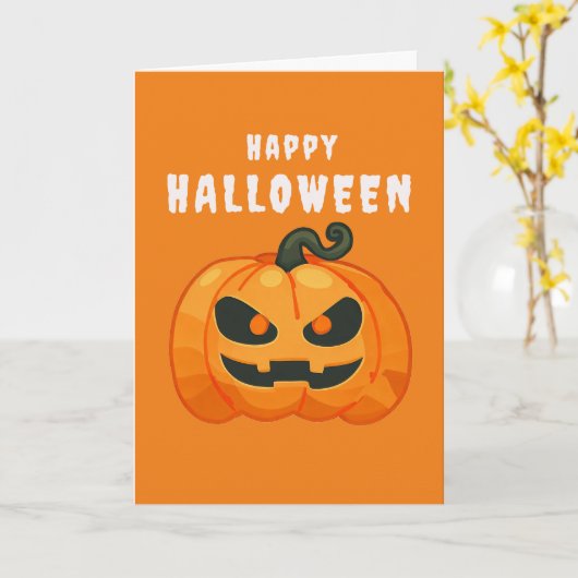 Halloween Pompoen retro sinaasappel Kaart (Gele Bloem)