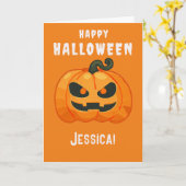 Halloween Pompoen retro sinaasappel Kaart (Gele Bloem)