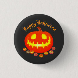 HALLOWEEN POMPOEN RONDE BUTTON 3,2 CM