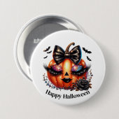 Halloween Pompoen  Ronde Button 7,6 Cm (Voorkant /achterkant)