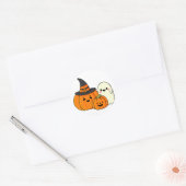 Halloween pompoen ronde sticker (Envelop)
