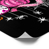 Halloween pompoen roze lint heks borstkanker poster (Hoek)