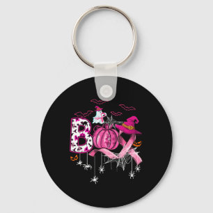Halloween pompoen roze lint heks borstkanker sleutelhanger