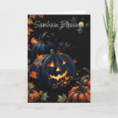 Halloween Pompoen Samhain Night Pagan Blessings Kaart (Voorkant)