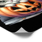 Halloween pompoen Schattige Cat Girl Vrouwen Poster (Hoek)