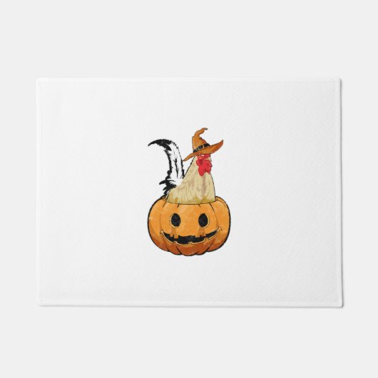 Halloween Pompoen Schattige Heks Kip Deurmat (Voorkant)