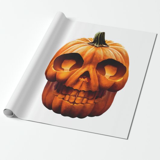 Halloween pompoen schedel cadeaupapier (Uitgerold)