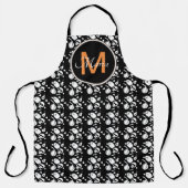 Halloween Pompoen Schedel Geest Oranje Monogram Schort (Voorkant)