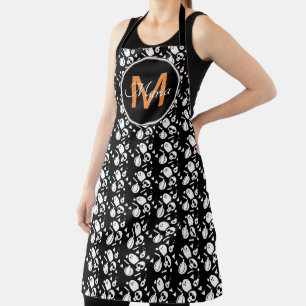Halloween Pompoen Schedel Geest Oranje Monogram Schort