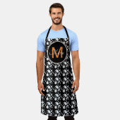 Halloween Pompoen Schedel Geest Oranje Monogram Schort (Gedragen)