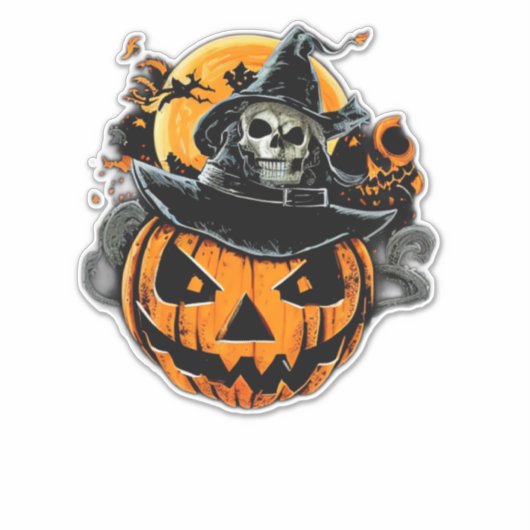 Halloween/Pompoen/Schedel/Oktober Sticker (Voorkant)