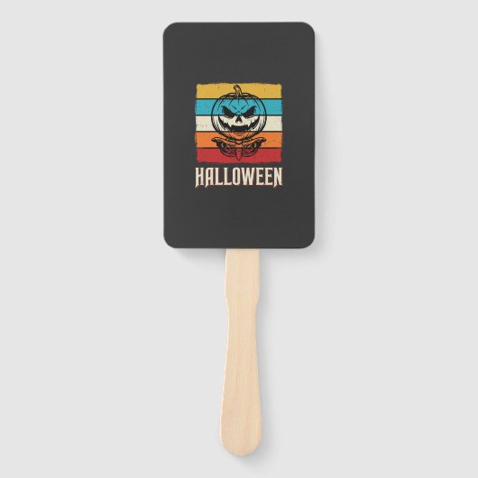Halloween Pompoen Schedel Retro Vintage Handwaaier (Voorkant)