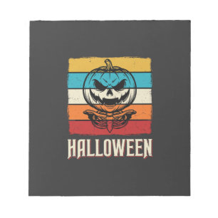 Halloween Pompoen Schedel Retro Vintage Notitieblok