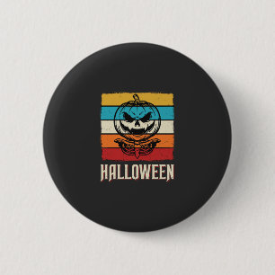 Halloween Pompoen Schedel Retro Vintage Ronde Button 5,7 Cm