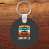 Halloween Pompoen Schedel Retro Vintage Sleutelhanger (Voorkant)