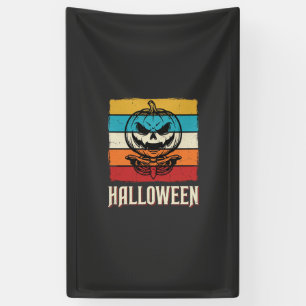 Halloween Pompoen Schedel Retro Vintage Spandoek